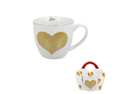 KUBEK DUO WALENTYNKI SERCE  ZŁOTY NA PREZENT 460 ML