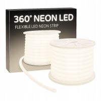 Neon LED Biały Neutralny 360 Wąż Okrągły Cięty na Metry Zewnętrzny 230V