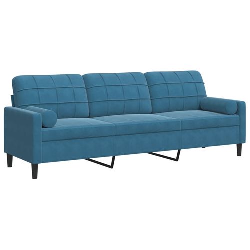 3-osobowa sofa z poduszkami, niebieska, 210 cm, aksamit na Arena.pl