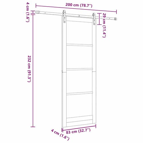 Drzwi przesuwne ORKDAL Brązowy 83 x 232 cm Lite drewno sosnowe na Arena.pl