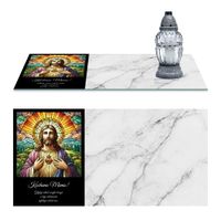 SZKLANA PODSTAWKA POD ZNICZE 50 WZORÓW Z DEDYKACJĄ JASNY MARMUR 60x30cm