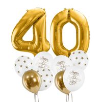 Zestaw balonów na 40 urodziny, biało-złoty