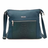 VEZZE torebka damska skórzana listonoszka kroko z paskiem V022 morska