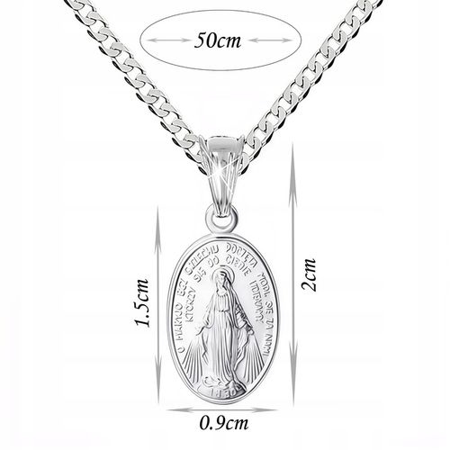 Srebrny łańcuszek 50 cm medalik Cudowny Matka Boska prezent komunia chrzest na Arena.pl