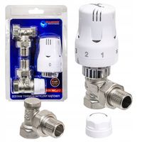 ZESTAW TERMOSTATYCZNY KĄTOWY ZAWÓR ZASILAJĄCY POWROTNY GŁOWICA DO GRZEJNIKA