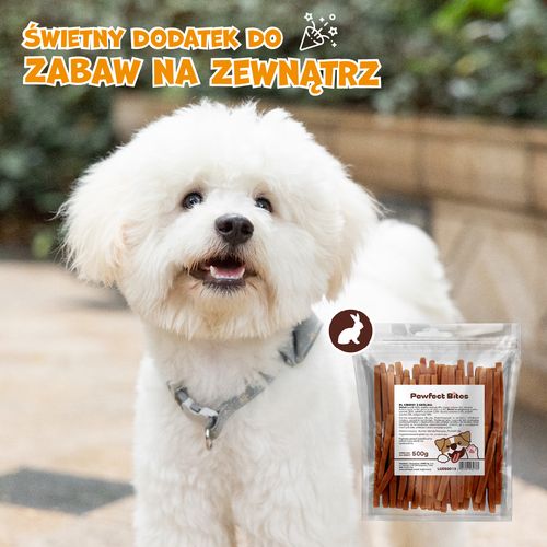 Smaczki przysmaki dla psa stripsy paski z królika 500g PAWFECT BITES na Arena.pl