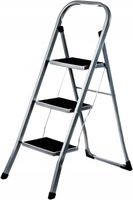 Daniks Drabina stojąca 3-stopniowa składana z metalu do 150 kg srebrna