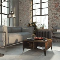 Stolik kawowy, opalany dąb 60x60x30 cm, materiał drewnopochodny