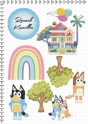 Wydruk Opłatek Tort Zestaw BLUEY 8 El + GRATIS Tabliczka Napisem BLUE na Arena.pl