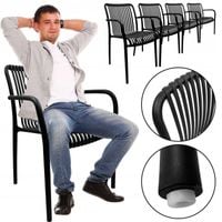 4SZT NOWOCZESNE MOCNE KRZESŁO OGRODOWE FOTEL TARAS BALKON 4X KP104 CZARNE