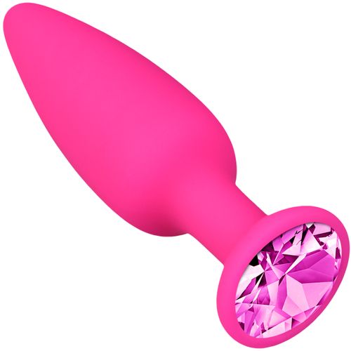 Długi Silikonowy Korek Analny z Kryształem, Plug Różowy na Arena.pl