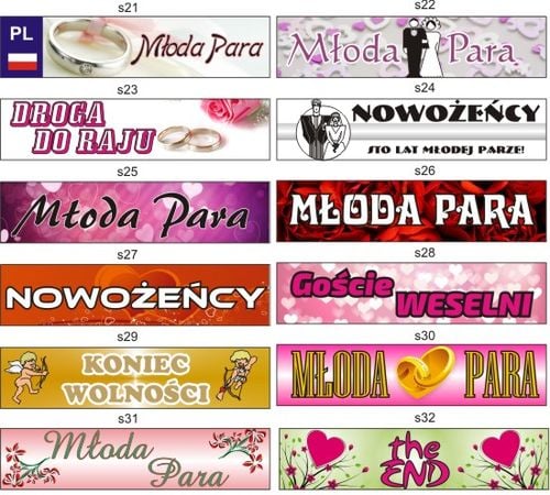 TABLICE ŚLUBNE weselne tablica na samochód IMIONA na Arena.pl