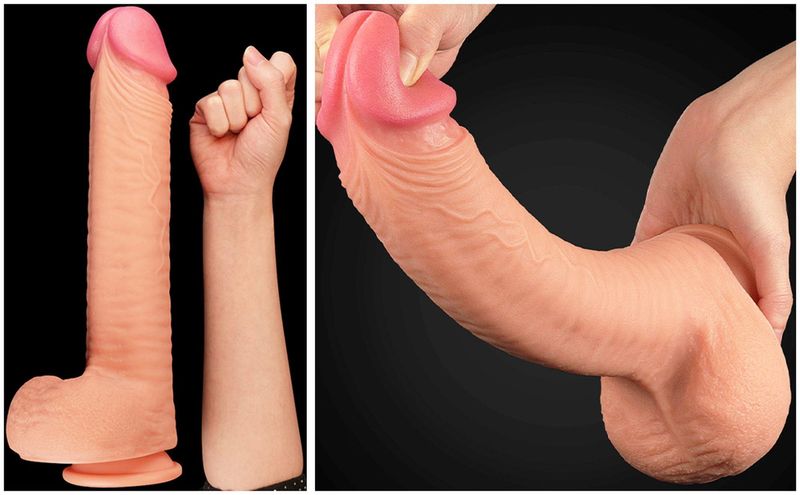 12"" Dual Layered Platinum Silicone Cock zdjęcie 13