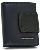 Skórzany portfel damski Bellugio - granatowo-czarny