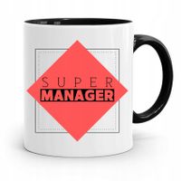 Kubek Czarny Dla Kierownika Super Manager Prezent Z Nadrukiem Ze Zdjęciem