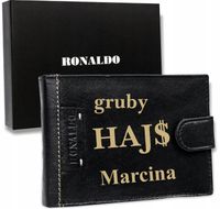 Portfel męski z grawerem napisem dedykacją PREZENT