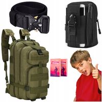 Taktyczny Plecak Khaki 35L Nerka Cargo Czarna Pas Parciany 120 cm