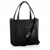 BETLEWSKI torebka damska do ręki na ramię czarna złoty zamek błyskawiczny