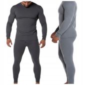 Komplet Kalesony Podkoszulek Bawełniany Ocieplany Męski Zimowy Ciepły