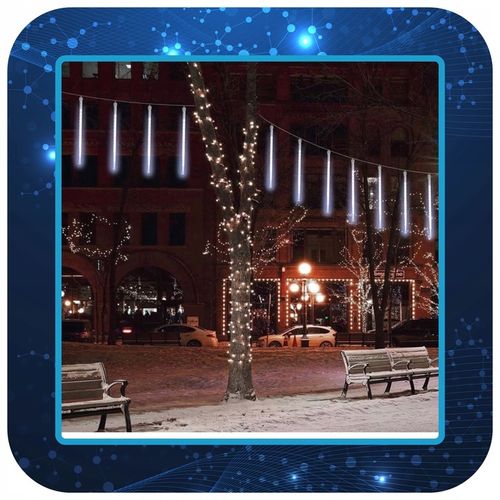 METEORY 50 CM LAMPKI PADAJĄCY ŚNIEG OŚWIETLENIE ŚWIĄTECZNE IP44 360 LED 6M na Arena.pl