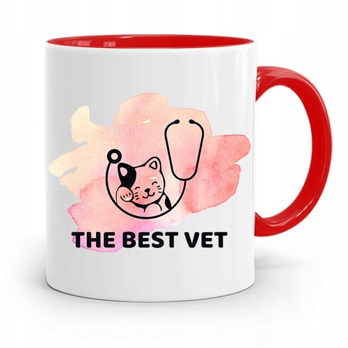 Kubek Czerwony Weterynarza The Best Vet Prezent Z Nadrukiem Ze Zdjęciem na Arena.pl