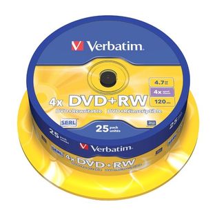 DVD+RW 4,7GB 4X 25*SZT. VERBATIM
