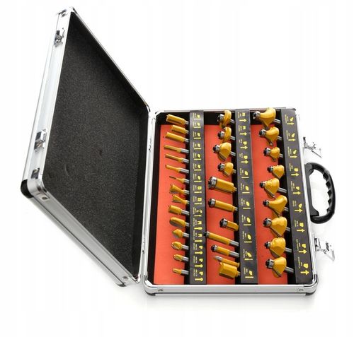 FREZY DO DREWNA 8mm KSZTAŁTOWE 35el TWARDE OSTRE ZESTAW W WALIZCE FREZ na Arena.pl