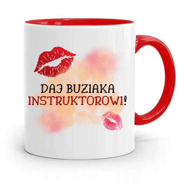 Dla Instruktora Prawa Jazdy Kubek Czerwony Prezent Z Nadrukiem Ze Zdjęciem zdjęcie 1