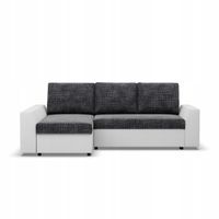 KANAPA NAROŻNIK LUGO CIEMNY SZARY BIAŁY Rogówka Funkcja Spania Wygodny