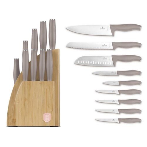 zestaw noży berlinger haus bh-3122 taupe w bloku bambusowym na Arena.pl