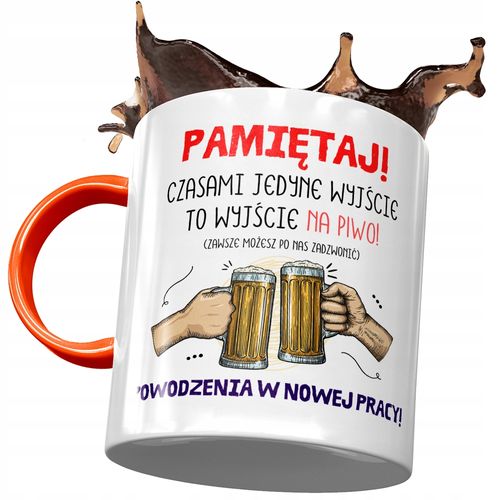 Kubek Pomarańczowy Na Pożegnanie Z Pracy Prezent Z Nadrukiem Ze Zdjęciem na Arena.pl