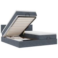 Rama łóżka otomana z materacami, szara, 200x200 cm, aksamit