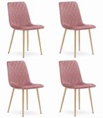 Krzesło TURIN - różowy aksamit / nogi kolor drewna x 4