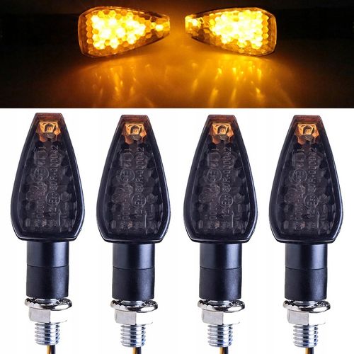4x KIERUNKOWSKAZY MOTOCYKLOWE QUADA HOMOLOGACJA 12 V CZARNE DYMIONE 14 LED na Arena.pl