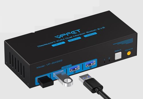 Przełącznik KVM DisplayPort 2xPC na 2 monitory 4K120Hz 8K60Hz USB3.0 na Arena.pl