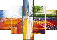 70 100CM OBRAZ 5 ELEM TĘCZOWA ABSTRAKCJA DRUK PŁÓTNO