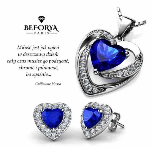 Serca Srebrny Komplet Cyrkonie Srebro 925 Prezent zdjęcie 6