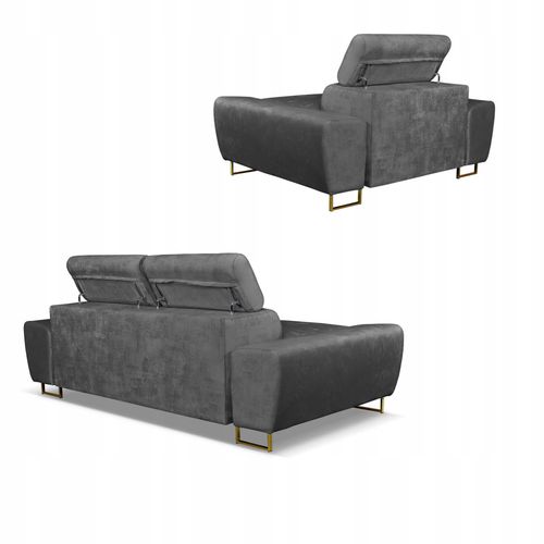 Zestaw mebli wypoczynkowych salonu Bosso Sofa 2os fotele szare na Arena.pl