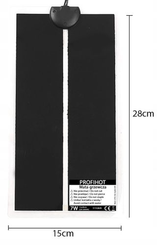 MATA GRZEWCZA GRZEJNA DO TERRARIUM 15x28cm 7W TERMOSTAT DLA GADÓW na Arena.pl