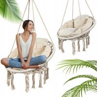 FOTEL HUŚTAWKA BOCIANIE GNIAZDO PODUSZKA MTG DO OGRODU DOMU BEŻ