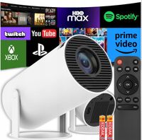 PROJEKTOR RZUTNIK LED ANDROID OBROTOWY 4K TV WIFI GŁOŚNIK BLUETOOTH HD 2025