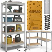 METALOWY REGAŁ MAGAZYNOWY DO GARAŻU PIWNICY SOLIDNY 180X90X40 GEPARDI