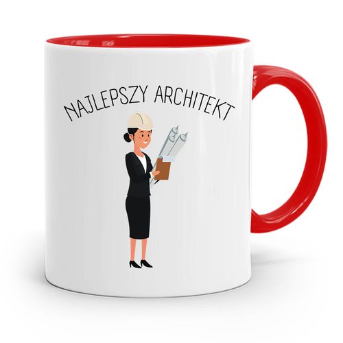 Kubek Czerwony Architekta Najlepszy Architekt Z Nadrukiem Ze Zdjęciem na Arena.pl