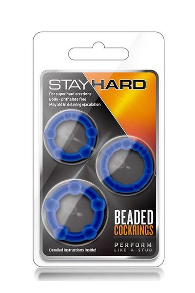 Stay Hard Beaded Cockrings Blue zdjęcie 1