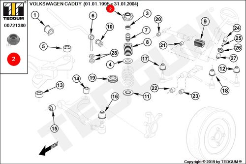 VW CADDY ELEMENT MOCOWANIA AMORTYZATORA 95-04 na Arena.pl