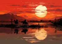 Plakat 84,1x59,4cm Zachód Słońca na Prerii