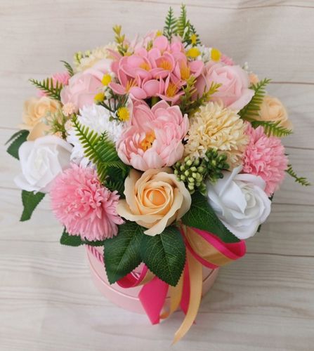 DUŻY FLOWER BOX KWIATY MYDLANE RÓŻE GOŹDZIK NA PREZENT BUKIET na Arena.pl