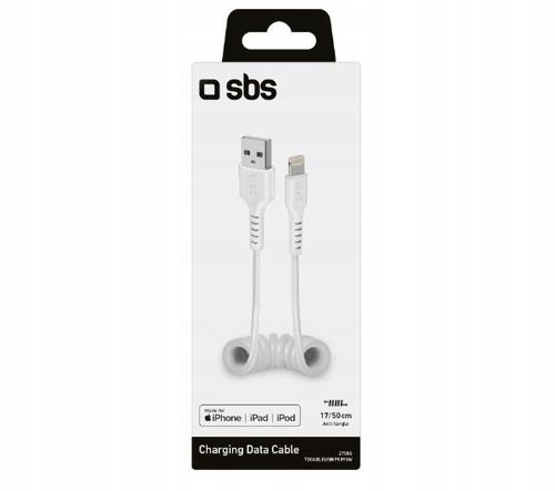 Kabel SBS USB-A - Lightning Spiralny Biały na Arena.pl