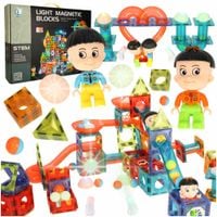 Klocki Świecące Magnetyczne Konstrukcyjne Tor Kulkowy Kulodrom Panele 202el