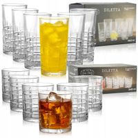 SZKLANKI DO NAPOJÓW NISKIE I WYSOKIE UNIWERSALNE GRUBE SZKŁO ZESTAW 12 SZT